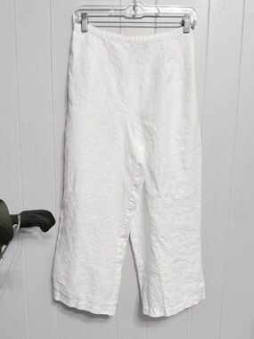 JohnPaulRichard White Linen pants with Half Elastic Waist
